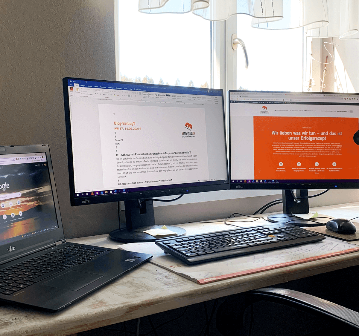 So schaut ein Homeoffice-Arbeitsplatz bei eMagnetix aus